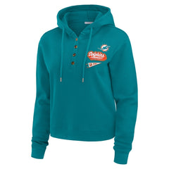 Miami Dolphins WEAR by Erin Andrews Women's Plus Size Waffle Hoodie Pullover Top Aqua