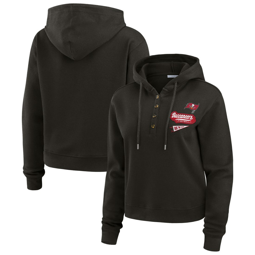 Tampa Bay Buccaneers WEAR by Erin Andrews Women's Plus Size Waffle Hoodie Pullover Top Pewter