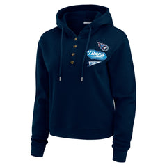 Tennessee Titans WEAR by Erin Andrews Women's Plus Size Waffle Hoodie Pullover Top Navy