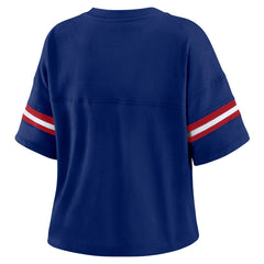 New York Giants WEAR by Erin Andrews Women's Plus Size Color Block Boxy T-Shirt Royal/White