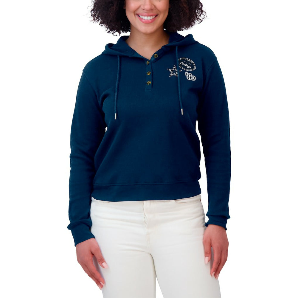 Dallas Cowboys WEAR by Erin Andrews Women's Plus Size Waffle Hoodie Pullover Top Navy