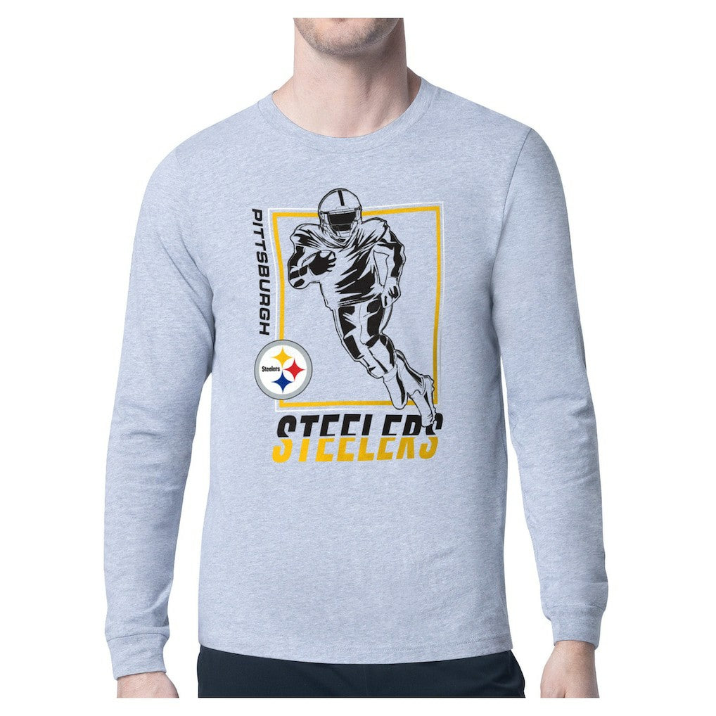 Pittsburgh Steelers Starter Player Grid Long Sleeve T-Shirt Heather Gray