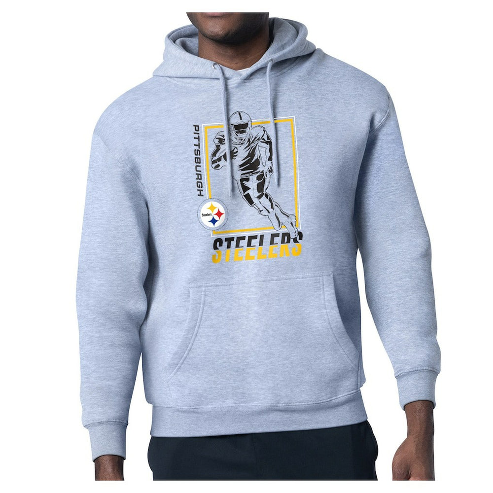 Pittsburgh Steelers Starter Player Grid Pullover Hoodie Heather Gray