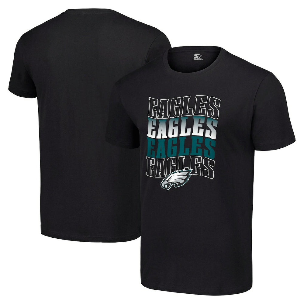 Philadelphia Eagles Starter Four Team Name Logo T-Shirt Black