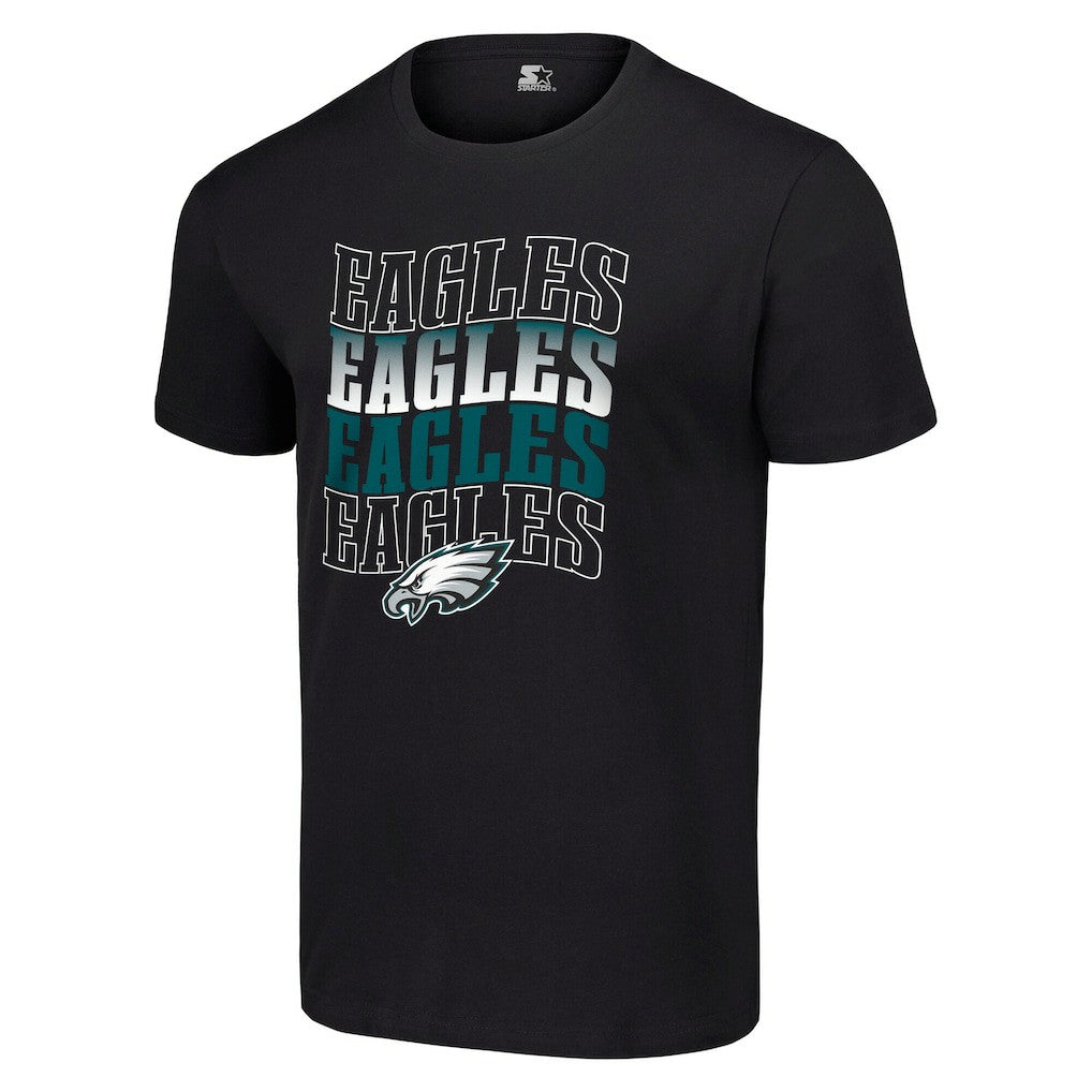 Philadelphia Eagles Starter Four Team Name Logo T-Shirt Black