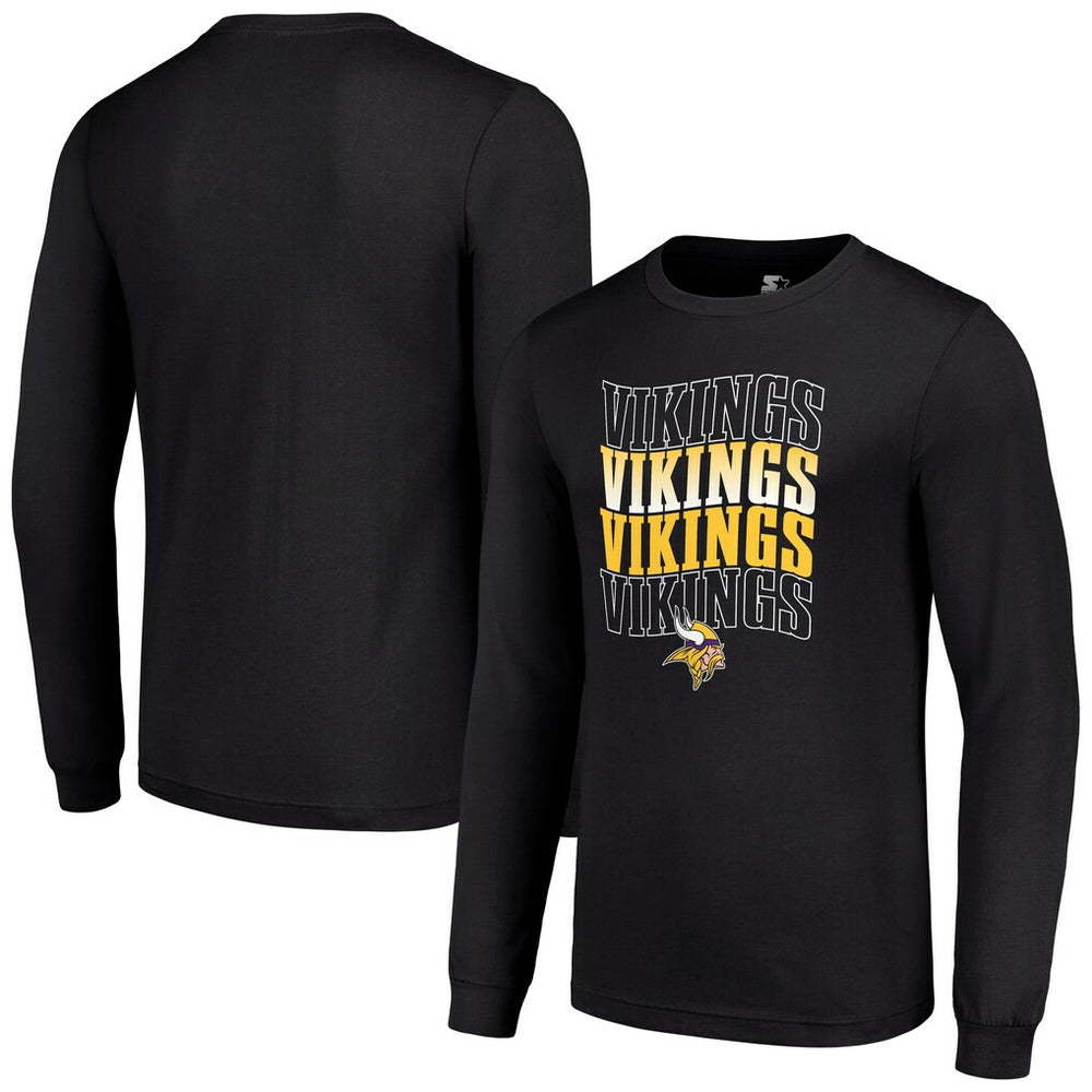 Minnesota Vikings Starter Team Name Graphic Long Sleeve T-Shirt Black