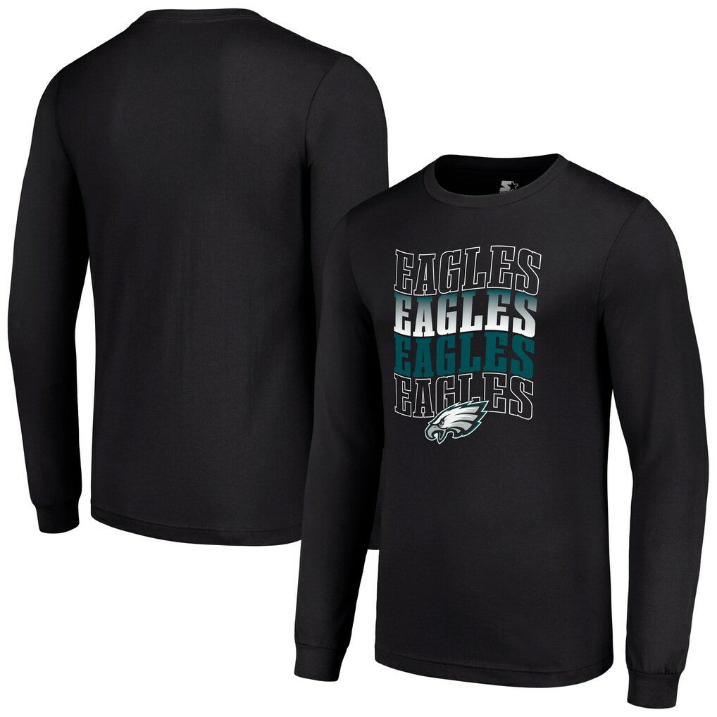 Philadelphia Eagles Starter Team Name Graphic Long Sleeve T-Shirt Black
