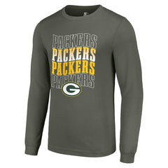 Green Bay Packers Starter Team Name Graphic Long Sleeve T-Shirt Olive