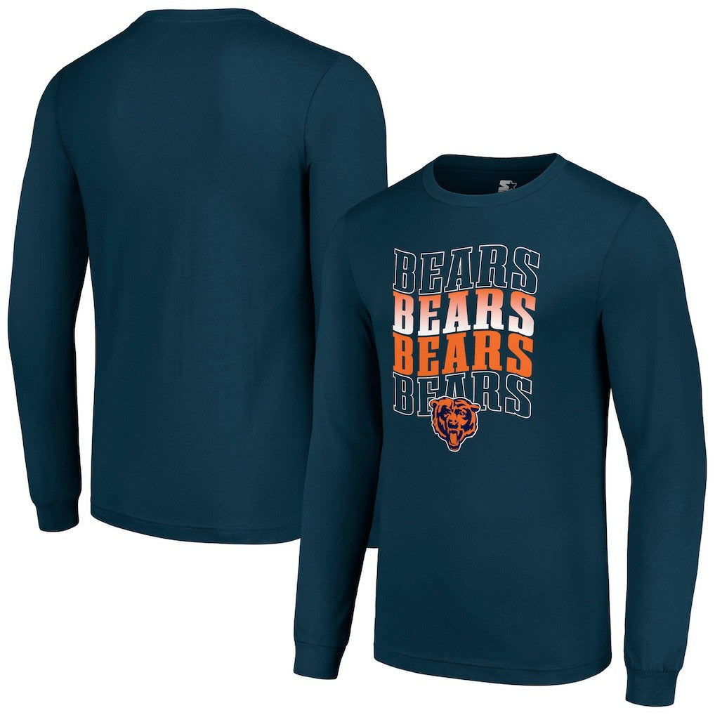 Chicago Bears Starter Team Name Graphic Long Sleeve T-Shirt Navy