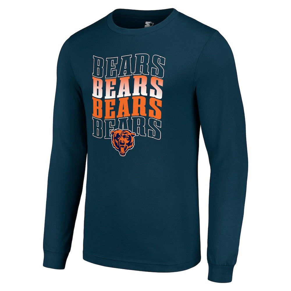 Chicago Bears Starter Team Name Graphic Long Sleeve T-Shirt Navy