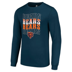 Chicago Bears Starter Team Name Graphic Long Sleeve T-Shirt Navy