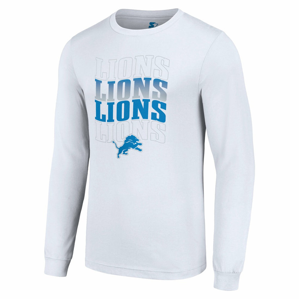 Detroit Lions Starter Team Name Graphic Long Sleeve T-Shirt White