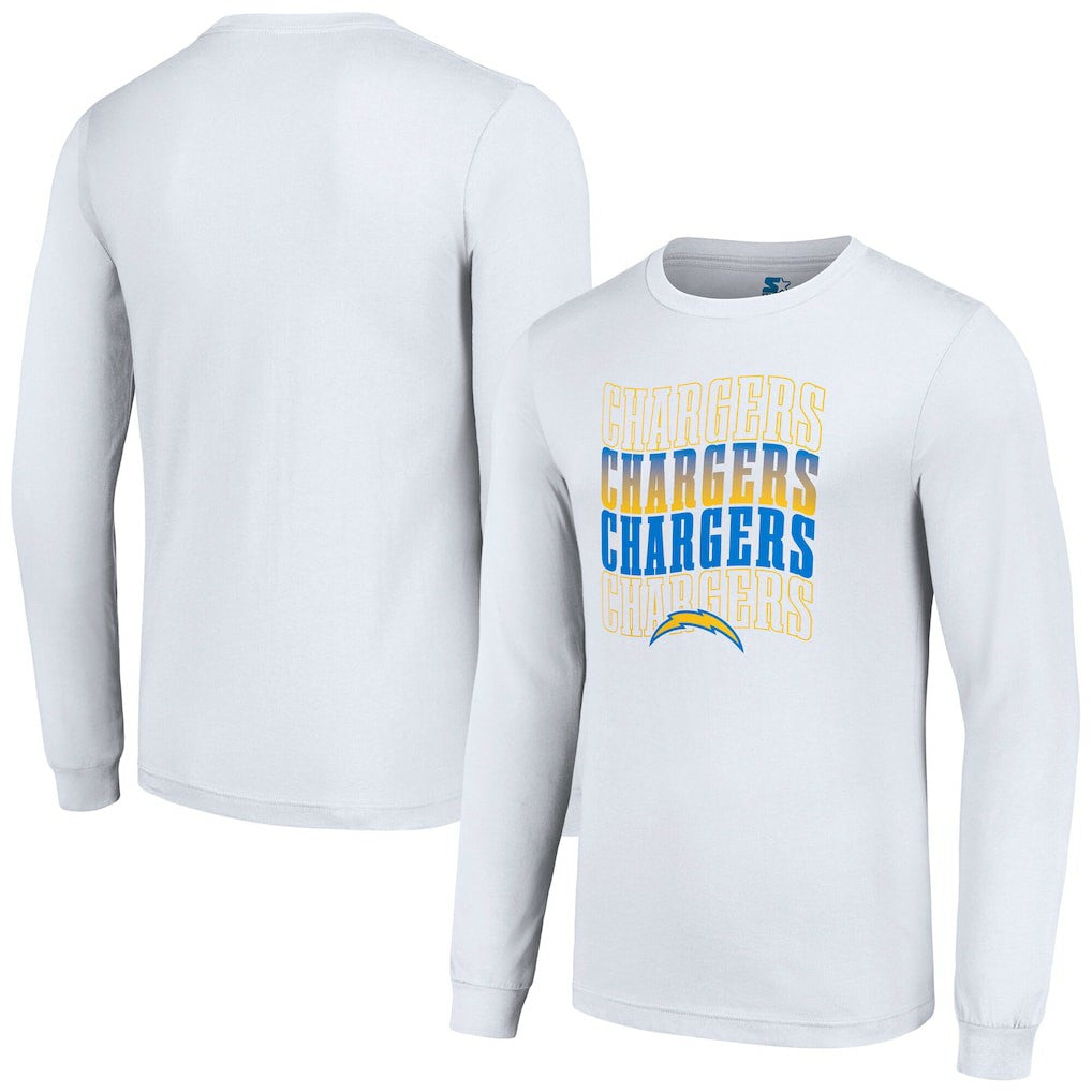 Los Angeles Chargers Starter Team Name Graphic Long Sleeve T-Shirt White