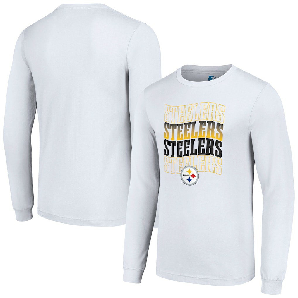Pittsburgh Steelers Starter Team Name Graphic Long Sleeve T-Shirt White