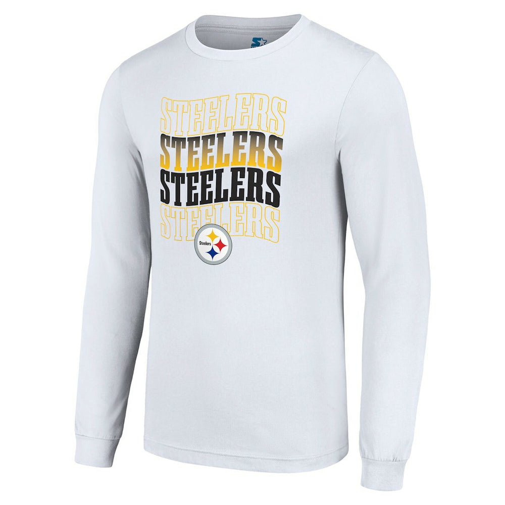Pittsburgh Steelers Starter Team Name Graphic Long Sleeve T-Shirt White