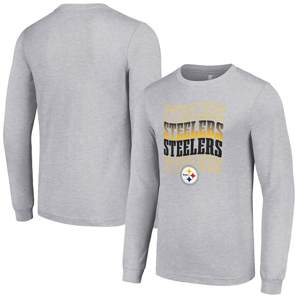Pittsburgh Steelers Starter Team Name Graphic Long Sleeve T-Shirt Heather Gray