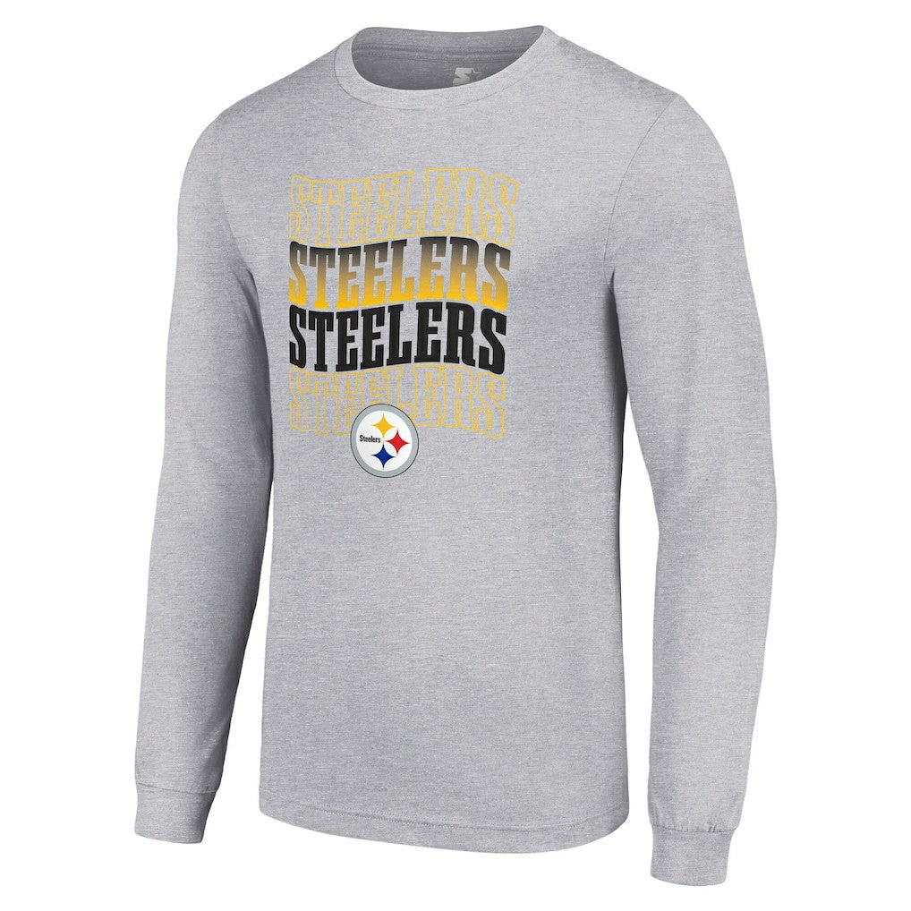 Pittsburgh Steelers Starter Team Name Graphic Long Sleeve T-Shirt Heather Gray