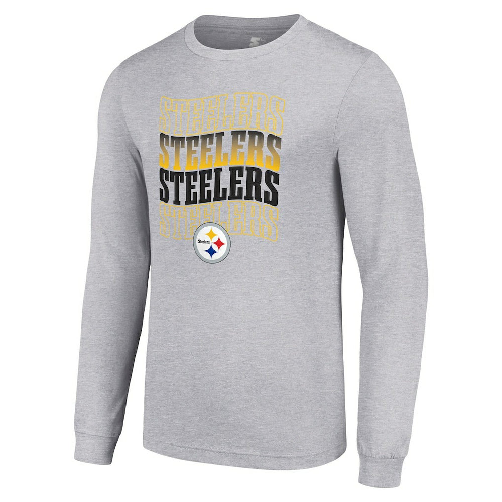 Pittsburgh Steelers Starter Team Name Graphic Long Sleeve T-Shirt Heather Gray