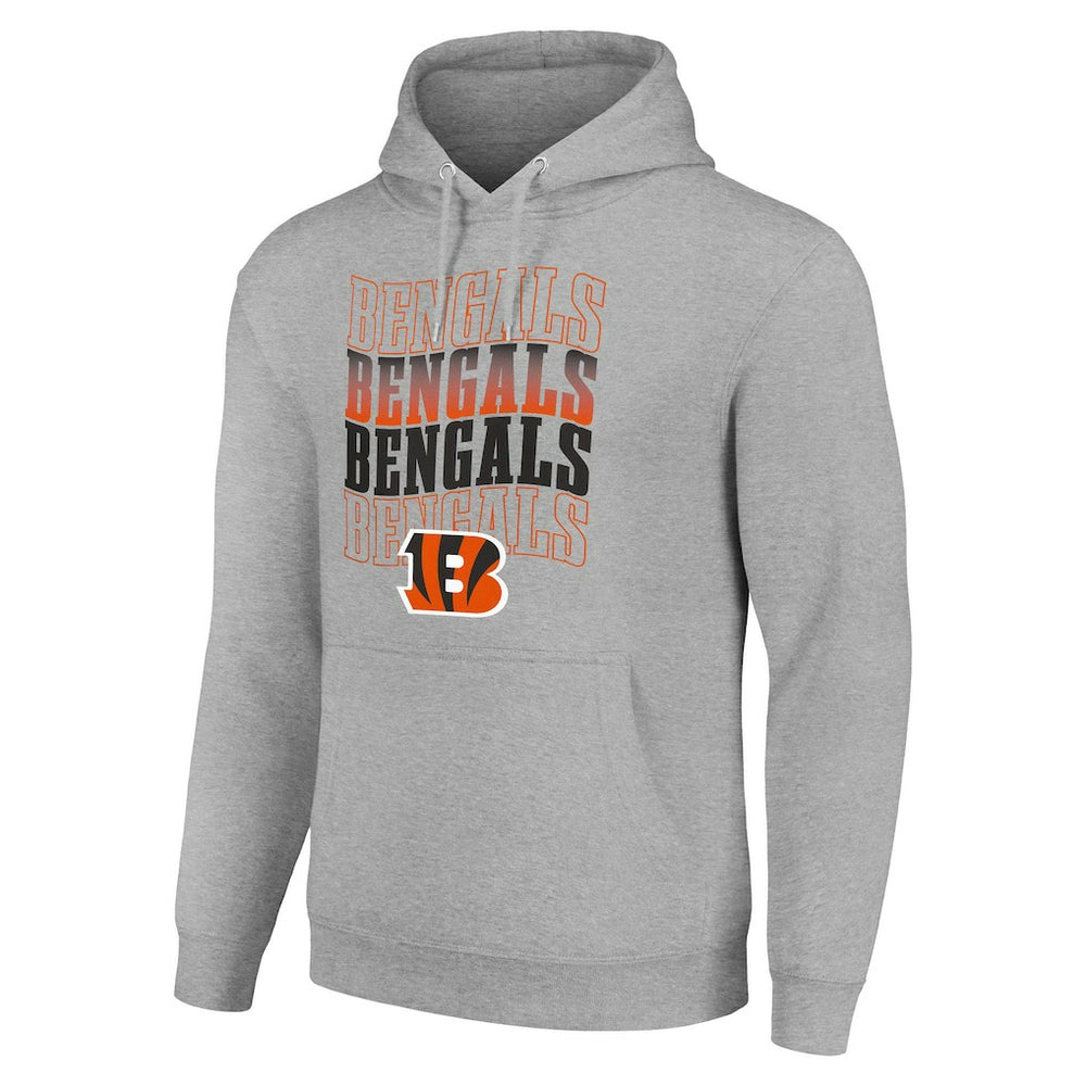 Cincinnati Bengals Starter Four Team Name Logo Fleece Pullover Hoodie Heather Gray