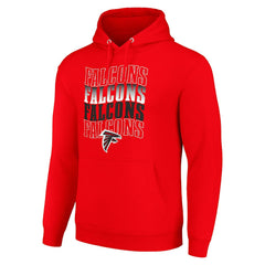 Atlanta Falcons Starter Four Team Name Logo Fleece Pullover Hoodie Red