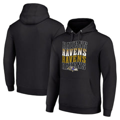 Baltimore Ravens Starter Four Team Name Logo Fleece Pullover Hoodie Black