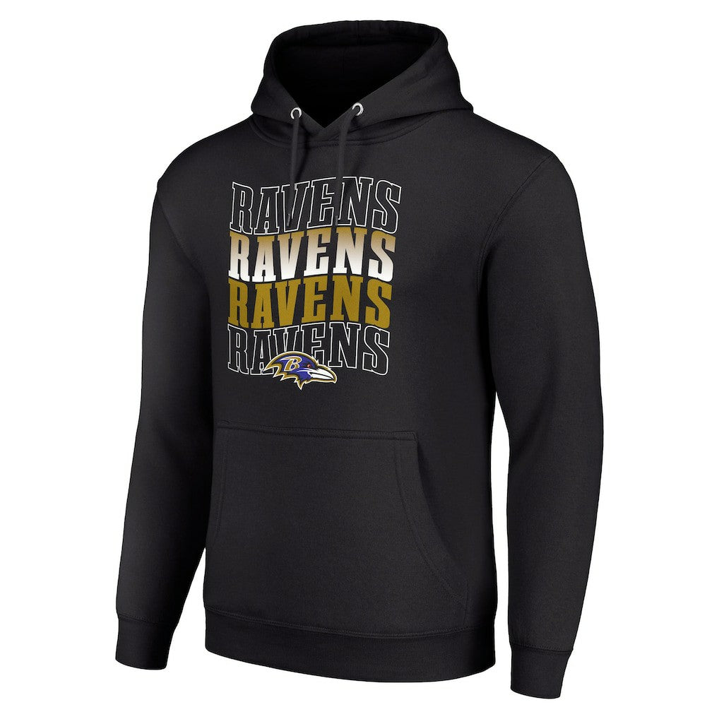 Baltimore Ravens Starter Four Team Name Logo Fleece Pullover Hoodie Black
