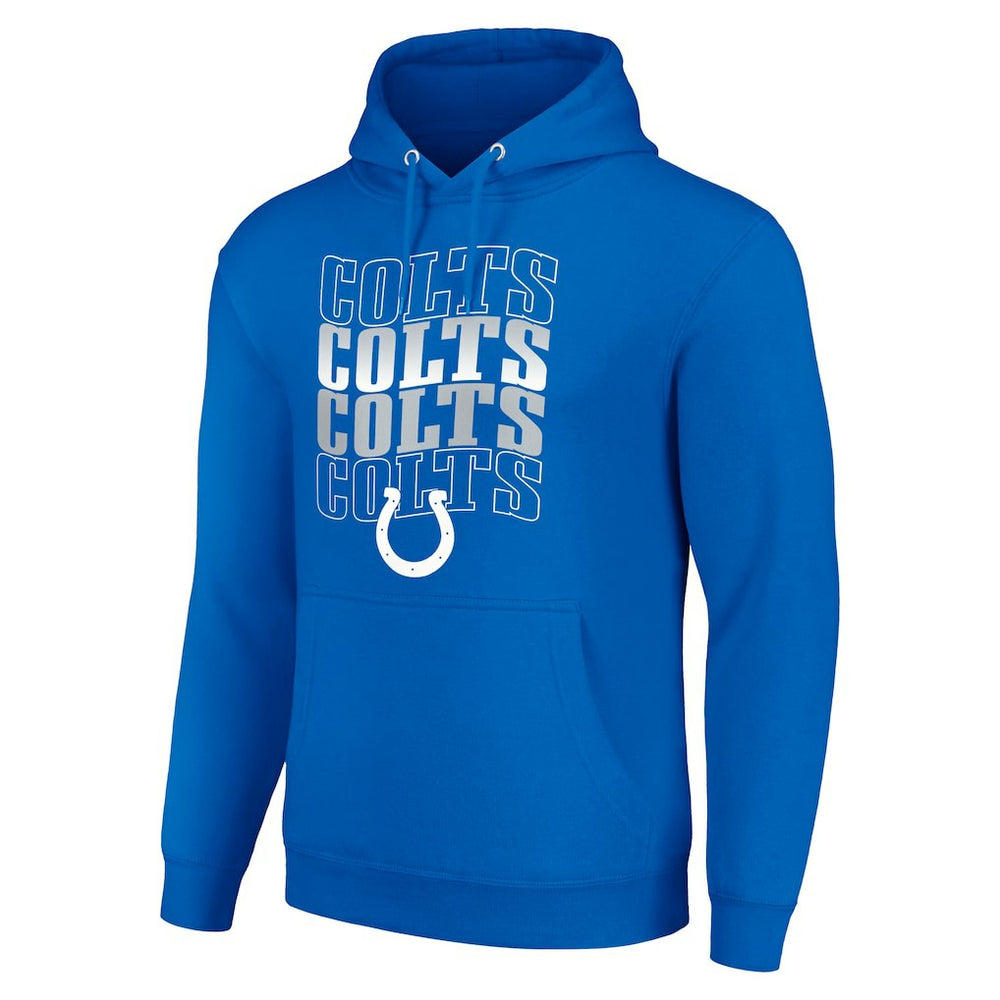 Indianapolis Colts Starter Four Team Name Logo Fleece Pullover Hoodie Royal