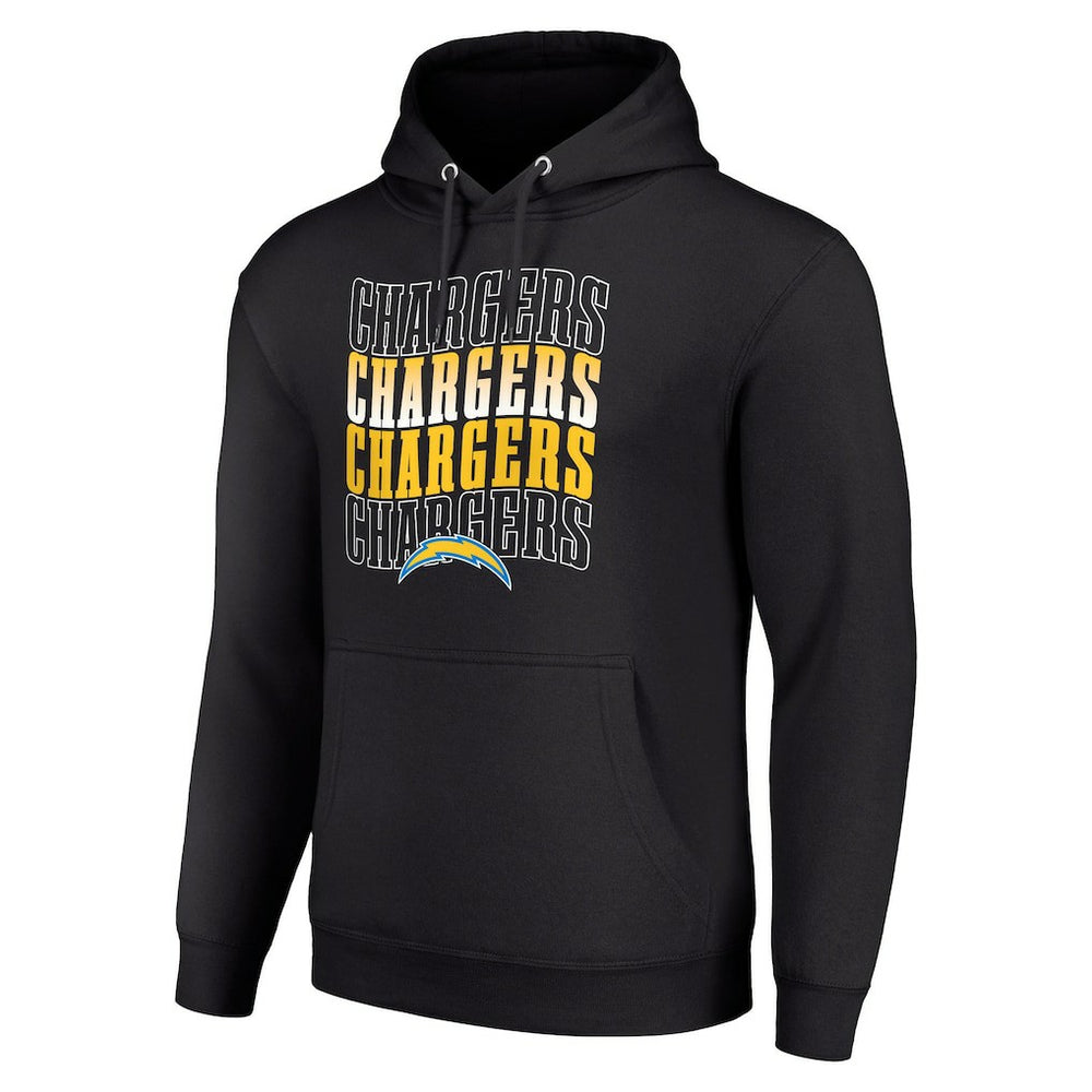 Los Angeles Chargers Starter Four Team Name Logo Fleece Pullover Hoodie Black