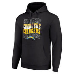 Los Angeles Chargers Starter Four Team Name Logo Fleece Pullover Hoodie Black