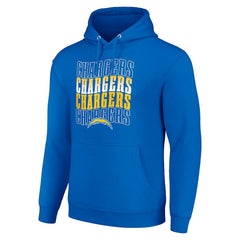 Los Angeles Chargers Starter Four Team Name Logo Fleece Pullover Hoodie Royal