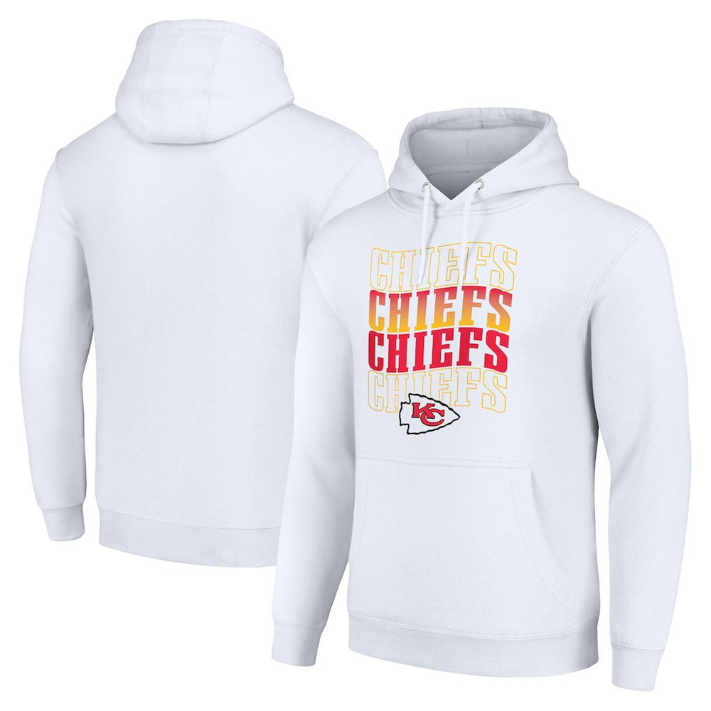 Kansas City Chiefs Starter Four Team Name Logo Fleece Pullover Hoodie White