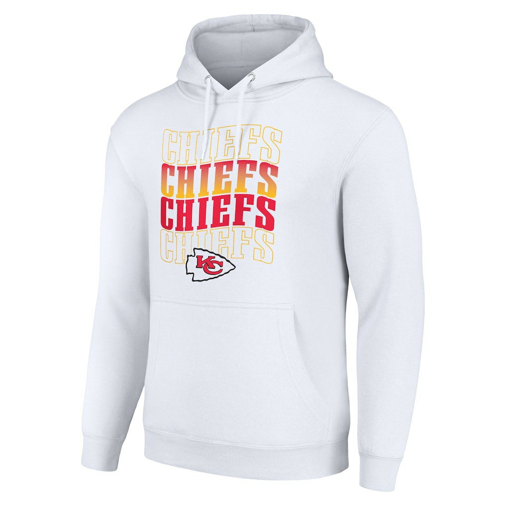 Kansas City Chiefs Starter Four Team Name Logo Fleece Pullover Hoodie White