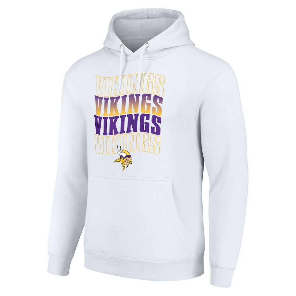 Minnesota Vikings Starter Four Team Name Logo Fleece Pullover Hoodie White