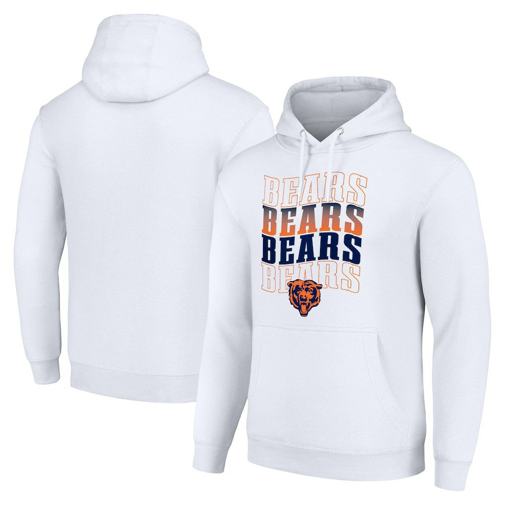 Chicago Bears Starter Four Team Name Logo Fleece Pullover Hoodie White
