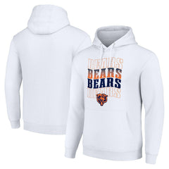 Chicago Bears Starter Four Team Name Logo Fleece Pullover Hoodie White