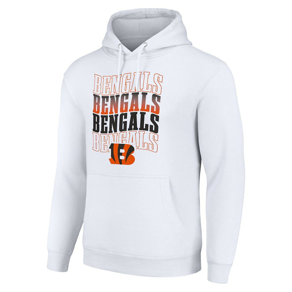 Cincinnati Bengals Starter Four Team Name Logo Fleece Pullover Hoodie White