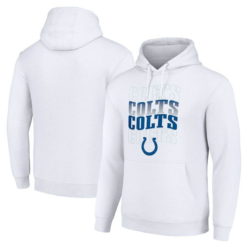 Indianapolis Colts Starter Four Team Name Logo Fleece Pullover Hoodie White