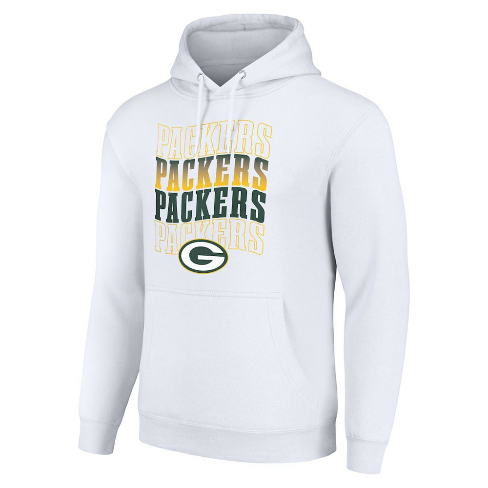 Green Bay Packers Starter Four Team Name Logo Fleece Pullover Hoodie White