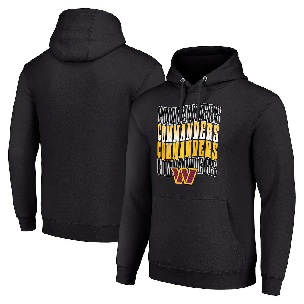 Washington Commanders Starter Four Team Name Logo Fleece Pullover Hoodie Black