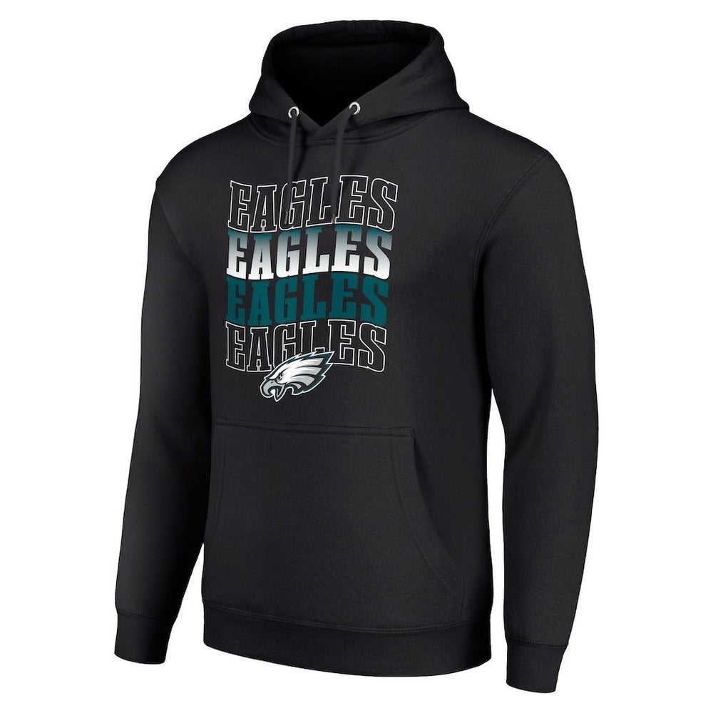 Philadelphia Eagles Starter Four Team Name Logo Fleece Pullover Hoodie Black