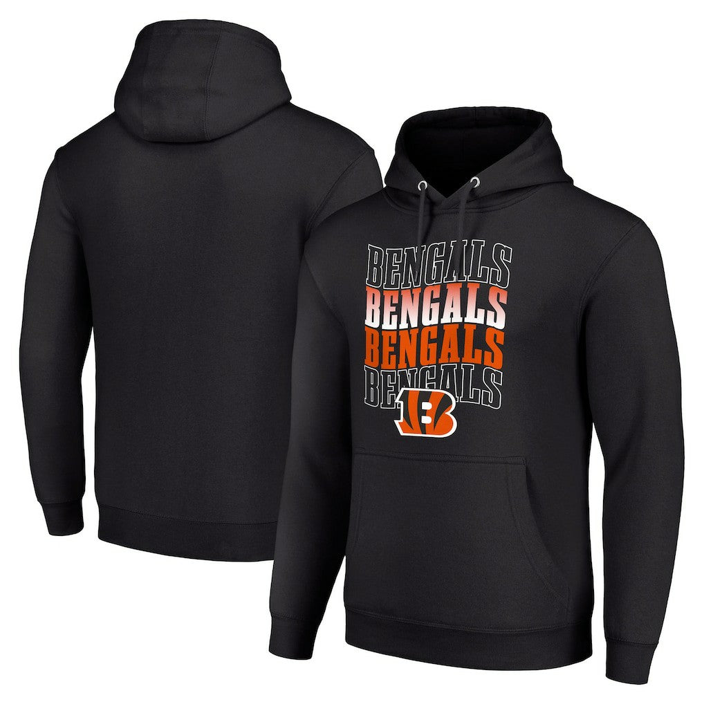 Cincinnati Bengals Starter Four Team Name Logo Fleece Pullover Hoodie Black