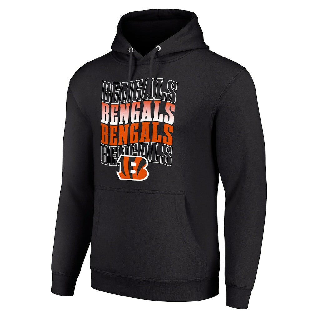 Cincinnati Bengals Starter Four Team Name Logo Fleece Pullover Hoodie Black