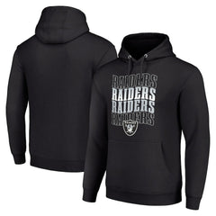 Las Vegas Raiders Starter Four Team Name Logo Fleece Pullover Hoodie Black