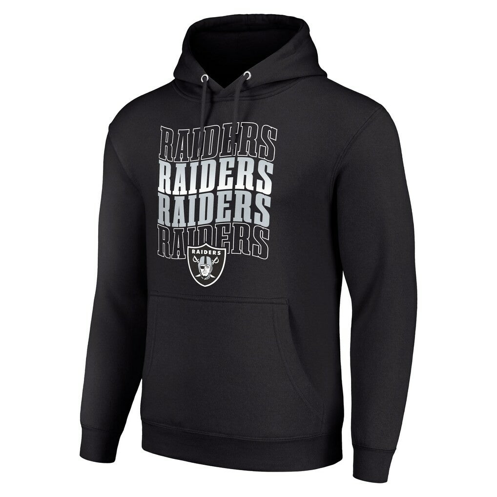 Las Vegas Raiders Starter Four Team Name Logo Fleece Pullover Hoodie Black