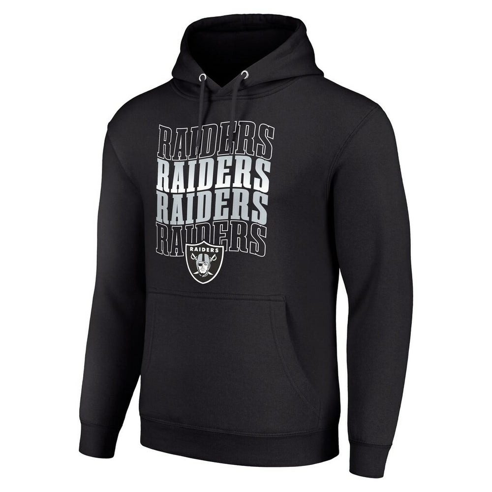Las Vegas Raiders Starter Four Team Name Logo Fleece Pullover Hoodie Black