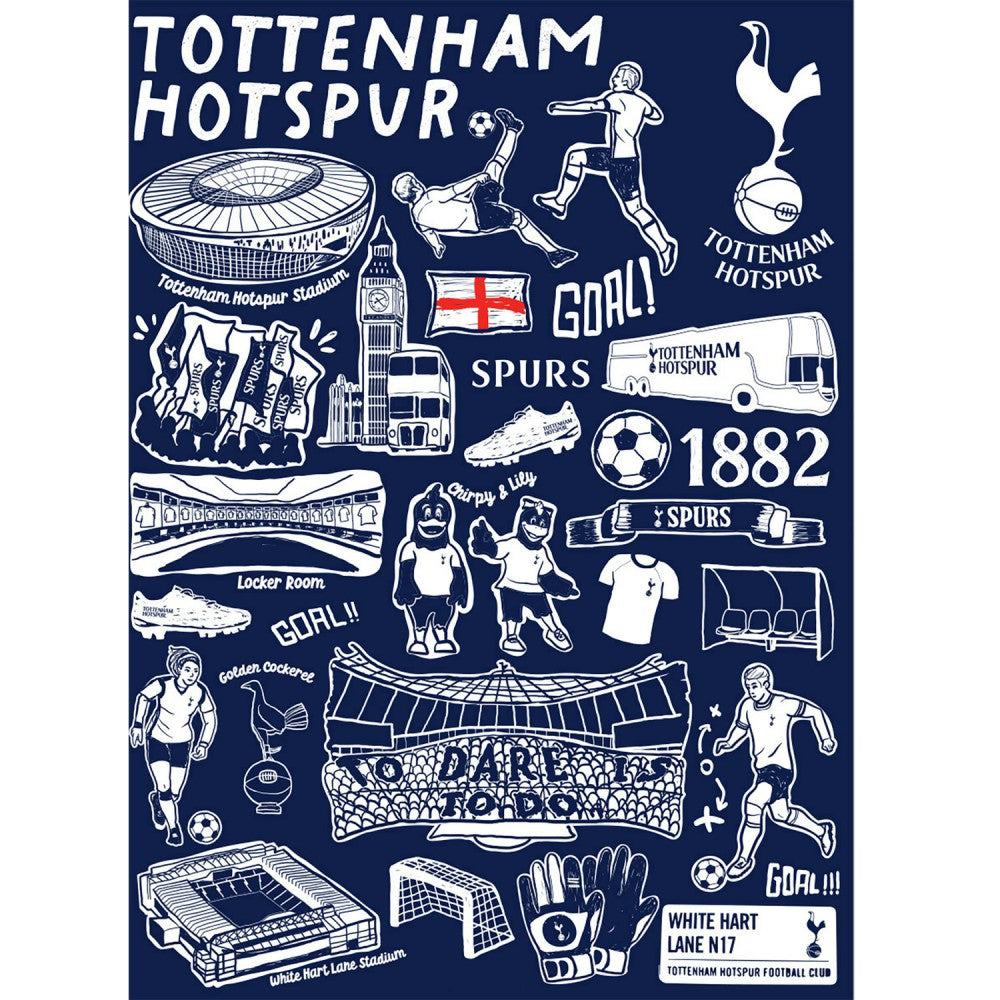 Tottenham Hotspur Vive La Fete Youth Impressions Artwork T-Shirt Navy