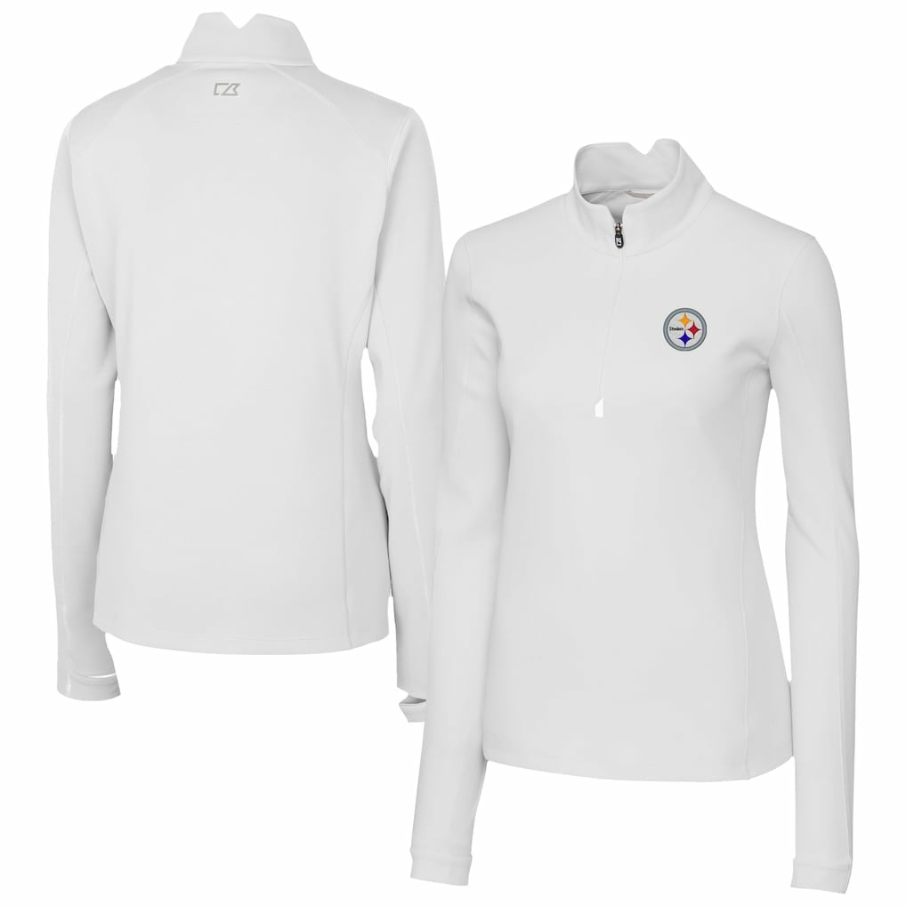 Pittsburgh Steelers Cutter & Buck Women's Traverse Stretch Quarter-Zip Pullover Top White