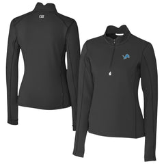 Detroit Lions Cutter & Buck Women's Traverse Stretch Quarter-Zip Pullover Top Black