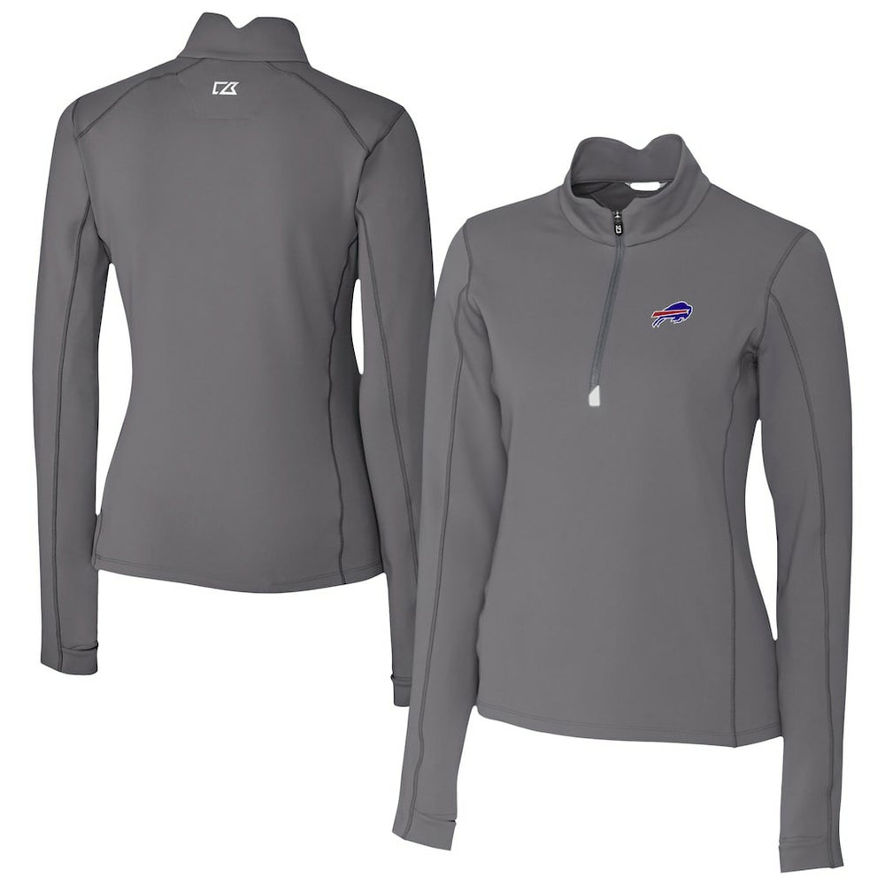 Buffalo Bills Cutter & Buck Women's Traverse Stretch Quarter-Zip Pullover Top Gray