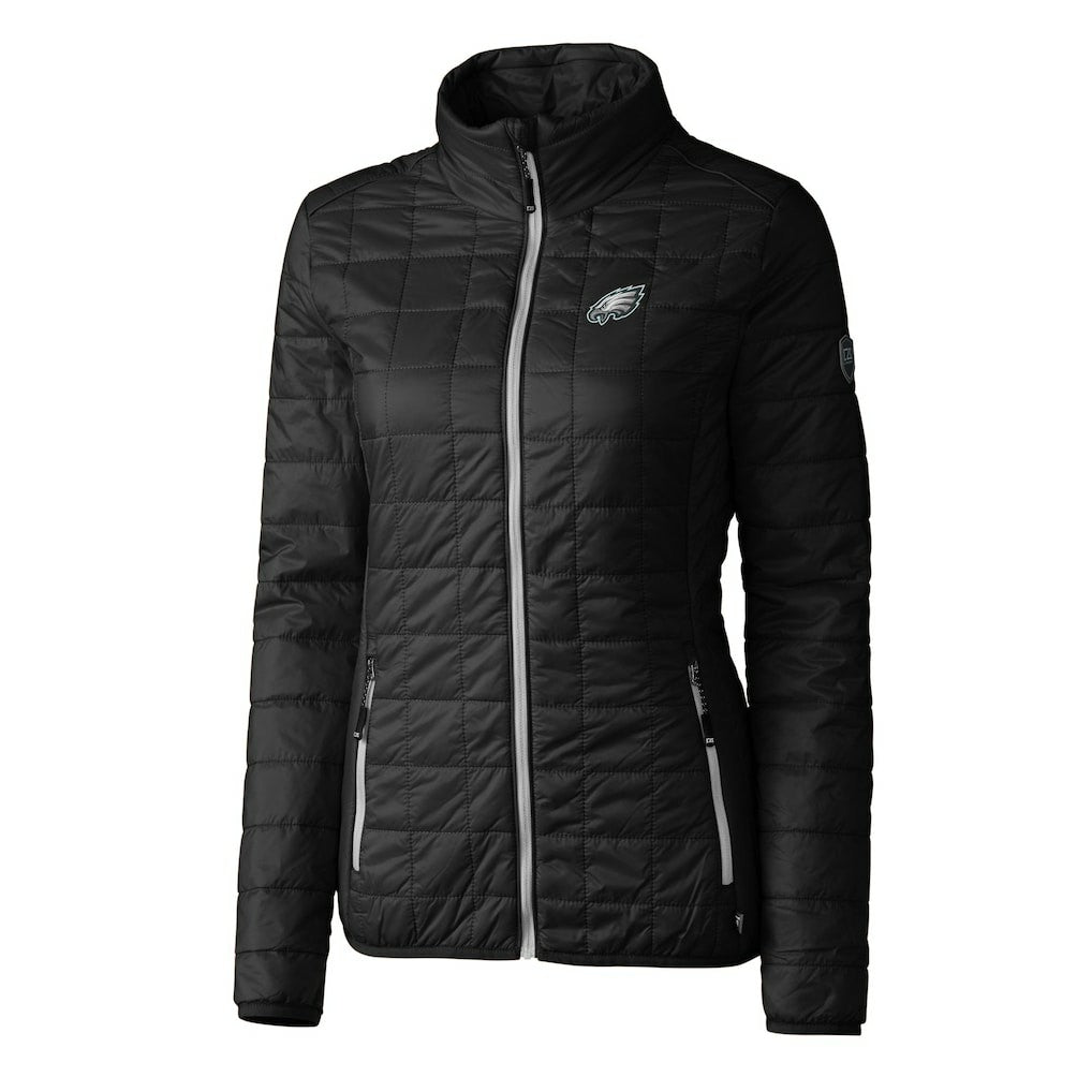 Philadelphia Eagles Cutter & Buck Women's Rainier PrimaLoft Eco Insulated Full-Zip Puffer Jacket Black